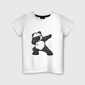 Детская футболка хлопок с принтом PanDab в Петрозаводске, 100% хлопок | круглый вырез горловины, полуприлегающий силуэт, длина до линии бедер | dab | в очках | движение рукой | деб | дэб | панда | солнцезащитные очки