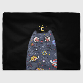 Плед 3D с принтом КОСМИЧЕСКИЙ КОТ в Петрозаводске, 100% полиэстер | закругленные углы, все края обработаны. Ткань не мнется и не растягивается | артемис | астероиды | вселенная | галактика | диана | звезды | кометы | космос | кот | котенок | котик | луна | месяц | ночь | планеты | сейлор мун | туманность | черная кошка
