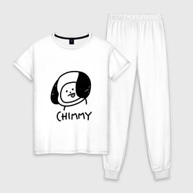 Женская пижама хлопок с принтом ЧИММИ | CHIMMY в Петрозаводске, 100% хлопок | брюки и футболка прямого кроя, без карманов, на брюках мягкая резинка на поясе и по низу штанин | army | bangtan boys | bt21 | bts | bts stickers | chimmy | cooky | k pop | koya | mang | monster | rap monster | rapmon | rj | rm | shooky | tata | van | бтс | ви | джей хоуп | джонгук | кейпоп | реп монстр | стикеры bts | сюга | чимин | чин
