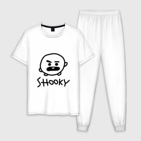 Мужская пижама хлопок с принтом SHOOKY | BTS в Петрозаводске, 100% хлопок | брюки и футболка прямого кроя, без карманов, на брюках мягкая резинка на поясе и по низу штанин
 | Тематика изображения на принте: army | bangtan boys | bt21 | bts | bts stickers | chimmy | cooky | k pop | koya | mang | monster | rap monster | rapmon | rj | rm | shooky | tata | van | бтс | ви | джей хоуп | джонгук | кейпоп | реп монстр | стикеры bts | сюга | чимин | чин
