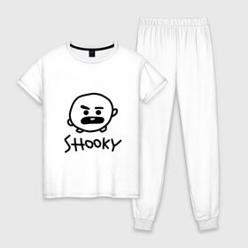 Женская пижама хлопок с принтом SHOOKY | BTS в Петрозаводске, 100% хлопок | брюки и футболка прямого кроя, без карманов, на брюках мягкая резинка на поясе и по низу штанин | army | bangtan boys | bt21 | bts | bts stickers | chimmy | cooky | k pop | koya | mang | monster | rap monster | rapmon | rj | rm | shooky | tata | van | бтс | ви | джей хоуп | джонгук | кейпоп | реп монстр | стикеры bts | сюга | чимин | чин