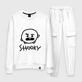 Женский костюм хлопок с принтом SHOOKY | BTS в Петрозаводске, 100% хлопок | на свитшоте круглая горловина, мягкая резинка по низу. Брюки заужены к низу, на них два вида карманов: два 