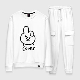 Женский костюм хлопок с принтом COOKY | BTS в Петрозаводске, 100% хлопок | на свитшоте круглая горловина, мягкая резинка по низу. Брюки заужены к низу, на них два вида карманов: два 