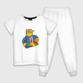 Детская пижама хлопок с принтом Lego Donald Trump - Президент Дональд Трамп конструктор в Петрозаводске, 100% хлопок |  брюки и футболка прямого кроя, без карманов, на брюках мягкая резинка на поясе и по низу штанин
 | Тематика изображения на принте: 45 президент | america | president | united states | usa | америка | байден | выборы | демократия | демократы | дональд трамп | конструктор | лего | миллионер | президент | прикол | республиканец | республиканцы