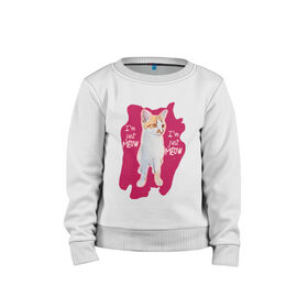Детский свитшот хлопок с принтом The shusha cat в Петрозаводске, 100% хлопок | круглый вырез горловины, эластичные манжеты, пояс и воротник | cat | shusha | брызги | кошка | краска | розовый