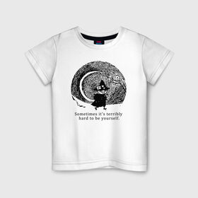 Детская футболка хлопок с принтом Snafkin в Петрозаводске, 100% хлопок | круглый вырез горловины, полуприлегающий силуэт, длина до линии бедер | moominmamma | moominpappa | moomintroll | snafkin | муми тролль | муми цитаты | снусмумрик | цитаты