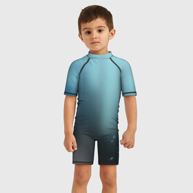 Детский купальный костюм 3D с принтом Водяные свечения в Петрозаводске, Полиэстер 85%, Спандекс 15% | застежка на молнии на спине | bubbles | depth | water | вода | глубина | пузыри