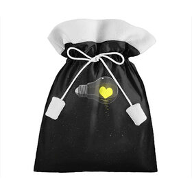 Подарочный 3D мешок с принтом Сердце в лампе в Петрозаводске, 100% полиэстер | Размер: 29*39 см | Тематика изображения на принте: dark | звезды | космос | лампочка | сердце
