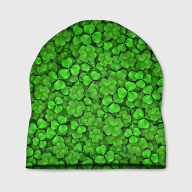 Шапка 3D с принтом Зелёный клевер в Петрозаводске, 100% полиэстер | универсальный размер, печать по всей поверхности изделия | patrick | день святого патрика | зелень | ирландия | патрик | паттерн | трилистник | четырёхлистник