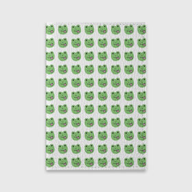 Обложка для паспорта матовая кожа с принтом лягушки в Петрозаводске, натуральная матовая кожа | размер 19,3 х 13,7 см; прозрачные пластиковые крепления | Тематика изображения на принте: животные | лягушка | милота | природа