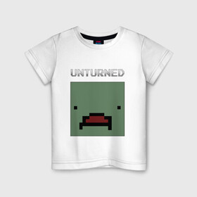 Детская футболка хлопок с принтом UNTURNED в Петрозаводске, 100% хлопок | круглый вырез горловины, полуприлегающий силуэт, длина до линии бедер | game | unturned | unturned 2 | zombie | айди предмета | антюрнед | зомби | игра | инди | кубы | нельсон.