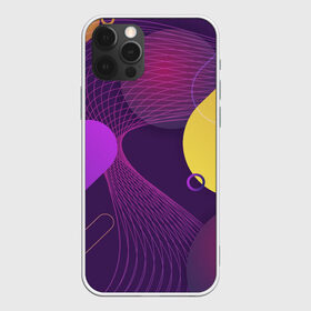 Чехол для iPhone 12 Pro Max с принтом ГЕОМЕТРИЧЕСКИЕ ЛИНИИ в Петрозаводске, Силикон |  | 3d | 3д | геометрические линии | геометрия | желтый | круги | линия | оранжевый | пурпурный | розовый | синий | фиолетовый