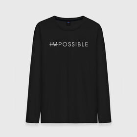 Мужской лонгслив хлопок с принтом NO IMPOSSIBLE в Петрозаводске, 100% хлопок |  | creative | impossible | minimalism | no | креатив | креативная | минимализм | надпись | невозможного | нет | ничего | текст