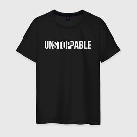 Мужская футболка хлопок с принтом UNSTOPPABLE | НЕУДЕРЖИМЫЙ в Петрозаводске, 100% хлопок | прямой крой, круглый вырез горловины, длина до линии бедер, слегка спущенное плечо. | creative | minimalism | stop | unstoppable | креатив | креативная | минимализм | надпись | неудержимый | стоп | текст