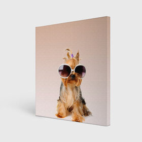 Холст квадратный с принтом собака в очках в Петрозаводске, 100% ПВХ |  | лето | маленткая | мода | отдых | очки | собака | солнечные очки | солнцезащитные очки | хвостик