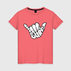 Женская футболка хлопок с принтом Surf в Петрозаводске, 100% хлопок | прямой крой, круглый вырез горловины, длина до линии бедер, слегка спущенное плечо | art | арт | графика | жесты | черно белое