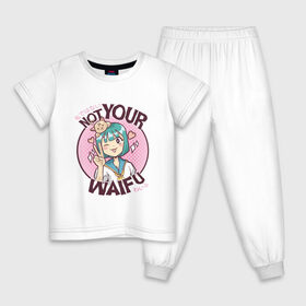 Детская пижама хлопок с принтом Anime Not Your Waifu в Петрозаводске, 100% хлопок |  брюки и футболка прямого кроя, без карманов, на брюках мягкая резинка на поясе и по низу штанин
 | art | japan | japanimation | kanji | kawaii | manga | анимешник | анимешника | арт | в стиле аниме | вайфу | иероглифы | кавайи | кавайная | кандзи | кот | котенок | котята | кошка | манга | не твоя | рисунок | символы | япони