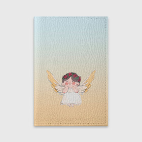 Обложка для паспорта матовая кожа с принтом акварельный ангелок в Петрозаводске, натуральная матовая кожа | размер 19,3 х 13,7 см; прозрачные пластиковые крепления | акварель | ангел | ангелок | ангелочек | крылья | купидон | милашка | персонаж | рисунок | чиби