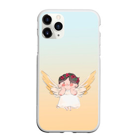 Чехол для iPhone 11 Pro матовый с принтом акварельный ангелок в Петрозаводске, Силикон |  | акварель | ангел | ангелок | ангелочек | крылья | купидон | милашка | персонаж | рисунок | чиби