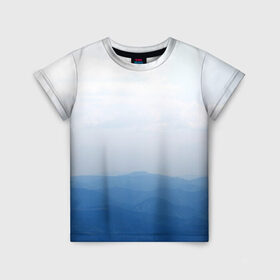 Детская футболка 3D с принтом Vertex в Петрозаводске, 100% гипоаллергенный полиэфир | прямой крой, круглый вырез горловины, длина до линии бедер, чуть спущенное плечо, ткань немного тянется | vertex | белое | голубое | горы | небо