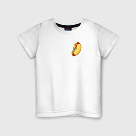 Детская футболка хлопок с принтом Hot dog в Петрозаводске, 100% хлопок | круглый вырез горловины, полуприлегающий силуэт, длина до линии бедер | Тематика изображения на принте: hot dog | еда | лето 2021 | стиль | тренд | хот дог