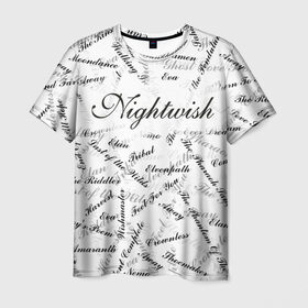 Мужская футболка 3D с принтом Nightwish Songs / Найтвиш песни (Z) в Петрозаводске, 100% полиэфир | прямой крой, круглый вырез горловины, длина до линии бедер | music | nightwish | nuclear blast | rock | spinefarm | лого | музыка | найтвиш | рок | симфоник метал | тарья турунен | флор янсен