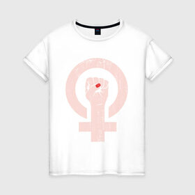 Женская футболка хлопок с принтом Женская революция в Петрозаводске, 100% хлопок | прямой крой, круглый вырез горловины, длина до линии бедер, слегка спущенное плечо | feminism composition | женщина | ногти | революция | рука