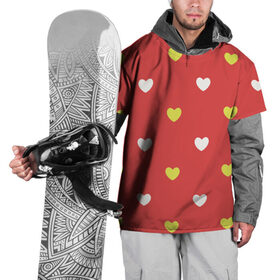 Накидка на куртку 3D с принтом Сердечки на красном паттерн в Петрозаводске, 100% полиэстер |  | background | design | fabric | heart | love | pattern | red | romance | romantic | seamless | valentine | красный | любовь | рисунок | романтика | сердце | узор