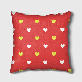 Подушка 3D с принтом Сердечки на красном паттерн в Петрозаводске, наволочка – 100% полиэстер, наполнитель – холлофайбер (легкий наполнитель, не вызывает аллергию). | состоит из подушки и наволочки. Наволочка на молнии, легко снимается для стирки | background | design | fabric | heart | love | pattern | red | romance | romantic | seamless | valentine | красный | любовь | рисунок | романтика | сердце | узор