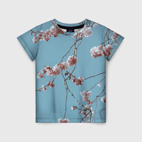 Детская футболка 3D с принтом Весна в Петрозаводске, 100% гипоаллергенный полиэфир | прямой крой, круглый вырез горловины, длина до линии бедер, чуть спущенное плечо, ткань немного тянется | весна | небо | сакура | свежесть | цветы