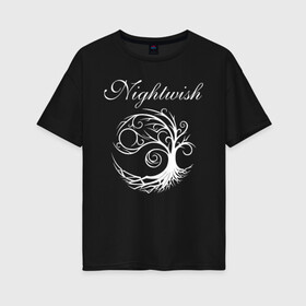 Женская футболка хлопок Oversize с принтом NIGHTWISH в Петрозаводске, 100% хлопок | свободный крой, круглый ворот, спущенный рукав, длина до линии бедер
 | metal | nightwish | tarja turunen | метал | музыка | найтвиш | рок | симфо метал | тарья турунен