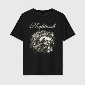 Женская футболка хлопок Oversize с принтом NIGHTWISH в Петрозаводске, 100% хлопок | свободный крой, круглый ворот, спущенный рукав, длина до линии бедер
 | metal | nightwish | tarja turunen | метал | музыка | найтвиш | рок | симфо метал | тарья турунен