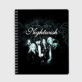 Тетрадь с принтом NIGHTWISH в Петрозаводске, 100% бумага | 48 листов, плотность листов — 60 г/м2, плотность картонной обложки — 250 г/м2. Листы скреплены сбоку удобной пружинной спиралью. Уголки страниц и обложки скругленные. Цвет линий — светло-серый
 | metal | nightwish | tarja turunen | метал | музыка | найтвиш | рок | симфо метал | тарья турунен