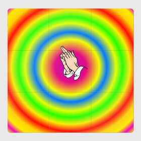 Магнитный плакат 3Х3 с принтом bright print в Петрозаводске, Полимерный материал с магнитным слоем | 9 деталей размером 9*9 см | bright | молитва | радуга | руки | хиппи