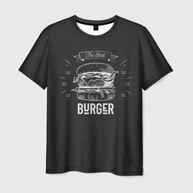 Мужская футболка 3D с принтом Бургер в Петрозаводске, 100% полиэфир | прямой крой, круглый вырез горловины, длина до линии бедер | fast food | the best burger | бургер | еда | фастфуд