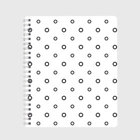 Тетрадь с принтом Черно-белый узор в горошек в Петрозаводске, 100% бумага | 48 листов, плотность листов — 60 г/м2, плотность картонной обложки — 250 г/м2. Листы скреплены сбоку удобной пружинной спиралью. Уголки страниц и обложки скругленные. Цвет линий — светло-серый
 | abstract | backdrop | background | circle | design | diagonal | dot | fabric | geometric | graphic | illustration | line | paper | pattern | print | rand | repeat | seamless | simple | texture | tile | vector | wallpaper | wave | white | бублики | кружочк