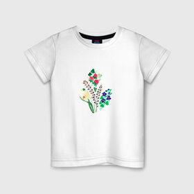Детская футболка хлопок с принтом Разные цветы в Петрозаводске, 100% хлопок | круглый вырез горловины, полуприлегающий силуэт, длина до линии бедер | картинки | лето | нарциссы | популярные | прикольные | растения | тренды | цветы