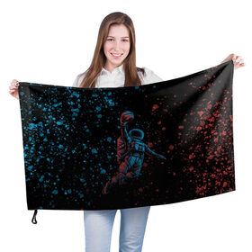 Флаг 3D с принтом Space Dank в Петрозаводске, 100% полиэстер | плотность ткани — 95 г/м2, размер — 67 х 109 см. Принт наносится с одной стороны | space dank | астронавт | баскет | баскетбол | космический данк | космонавт | мяч | сверху | скафандр | шлем