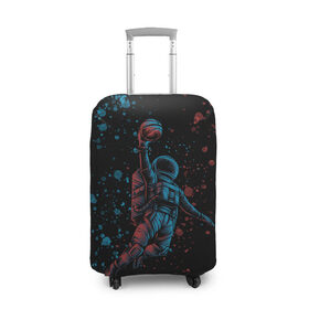 Чехол для чемодана 3D с принтом Space Dank в Петрозаводске, 86% полиэфир, 14% спандекс | двустороннее нанесение принта, прорези для ручек и колес | space dank | астронавт | баскет | баскетбол | космический данк | космонавт | мяч | сверху | скафандр | шлем