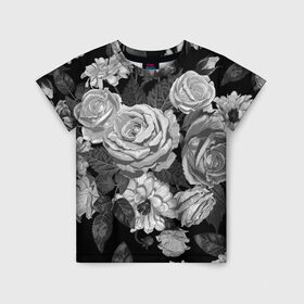Детская футболка 3D с принтом Розы в Петрозаводске, 100% гипоаллергенный полиэфир | прямой крой, круглый вырез горловины, длина до линии бедер, чуть спущенное плечо, ткань немного тянется | flowers | герберы | контур | легкие | лилии | мягкие | роза | ромашка | тренд | цветы