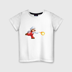 Детская футболка хлопок с принтом Mario в Петрозаводске, 100% хлопок | круглый вырез горловины, полуприлегающий силуэт, длина до линии бедер | Тематика изображения на принте: dendy | games | mario | sega | лето 2021 | марио