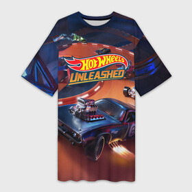 Платье-футболка 3D с принтом Hot Wheels Unleashed в Петрозаводске,  |  | auto | avto | car | game | hot | hotweels | race | weels | wheels | авто | автоспорт | гонки | игра | игрушка | машина | модель | хот вилс