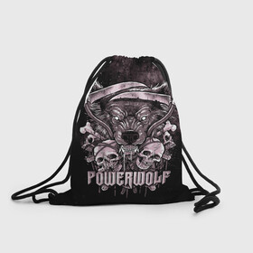 Рюкзак-мешок 3D с принтом Powerwolf в Петрозаводске, 100% полиэстер | плотность ткани — 200 г/м2, размер — 35 х 45 см; лямки — толстые шнурки, застежка на шнуровке, без карманов и подкладки | heavy metal | metal | powerwolf | группы | метал | музыка | пауэр метал | рок | хеви метал