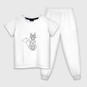 Детская пижама хлопок с принтом Лиса оригами в Петрозаводске, 100% хлопок |  брюки и футболка прямого кроя, без карманов, на брюках мягкая резинка на поясе и по низу штанин
 | геометрическая лиса | кицунэ | лиса | лисичка | оригами | рыжая