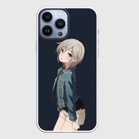 Чехол для iPhone 13 Pro Max с принтом Аниме Тян в джинсовке в Петрозаводске,  |  | anime | denim jacket | eyes | girl | shorts | teen | teenager | аниме | глаза | девочка | джинсовка | подросток | тинейджер | тян | шорты