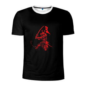 Мужская футболка 3D спортивная с принтом Самурай на поле боя в Петрозаводске, 100% полиэстер с улучшенными характеристиками | приталенный силуэт, круглая горловина, широкие плечи, сужается к линии бедра | боевые исскуства | история | минимализм | самурай