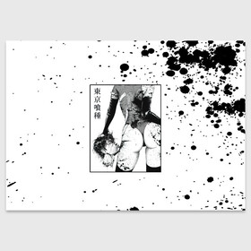 Поздравительная открытка с принтом Токийский гуль голова в Петрозаводске, 100% бумага | плотность бумаги 280 г/м2, матовая, на обратной стороне линовка и место для марки
 | Тематика изображения на принте: anime | kaneki ken | tokyo ghoul | tokyo ghoul: re | аниме | гули | джузо сузуя | канеки кен | кузен йошимура | наки | нишики нишио | ре | ренджи йомо | ризе камиширо | токийский гуль | тоука киришима | ута | хайсе сасаки
