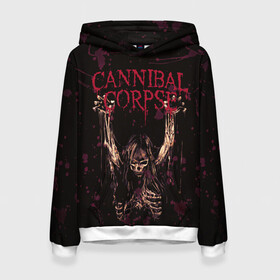 Женская толстовка 3D с принтом Cannibal Corpse | Skeleton в Петрозаводске, 100% полиэстер  | двухслойный капюшон со шнурком для регулировки, мягкие манжеты на рукавах и по низу толстовки, спереди карман-кенгуру с мягким внутренним слоем. | blood | bones | cannibal corpse | skeleton | skull | кости | кровь | скелет | труп каннибала | череп