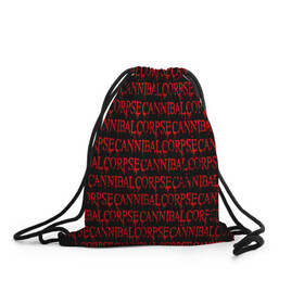 Рюкзак-мешок 3D с принтом Cannibal Corpse  в Петрозаводске, 100% полиэстер | плотность ткани — 200 г/м2, размер — 35 х 45 см; лямки — толстые шнурки, застежка на шнуровке, без карманов и подкладки | deth metal | дет метал | метал | паттерн | труп каннибала