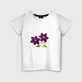 Детская футболка хлопок с принтом Два цветка в Петрозаводске, 100% хлопок | круглый вырез горловины, полуприлегающий силуэт, длина до линии бедер | иллюстрации | картинки | лето | листья | популярные | прикольные | природа | тренд | цветы